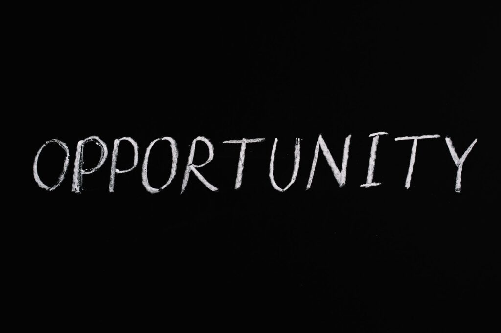 opportunity lettering text on black background